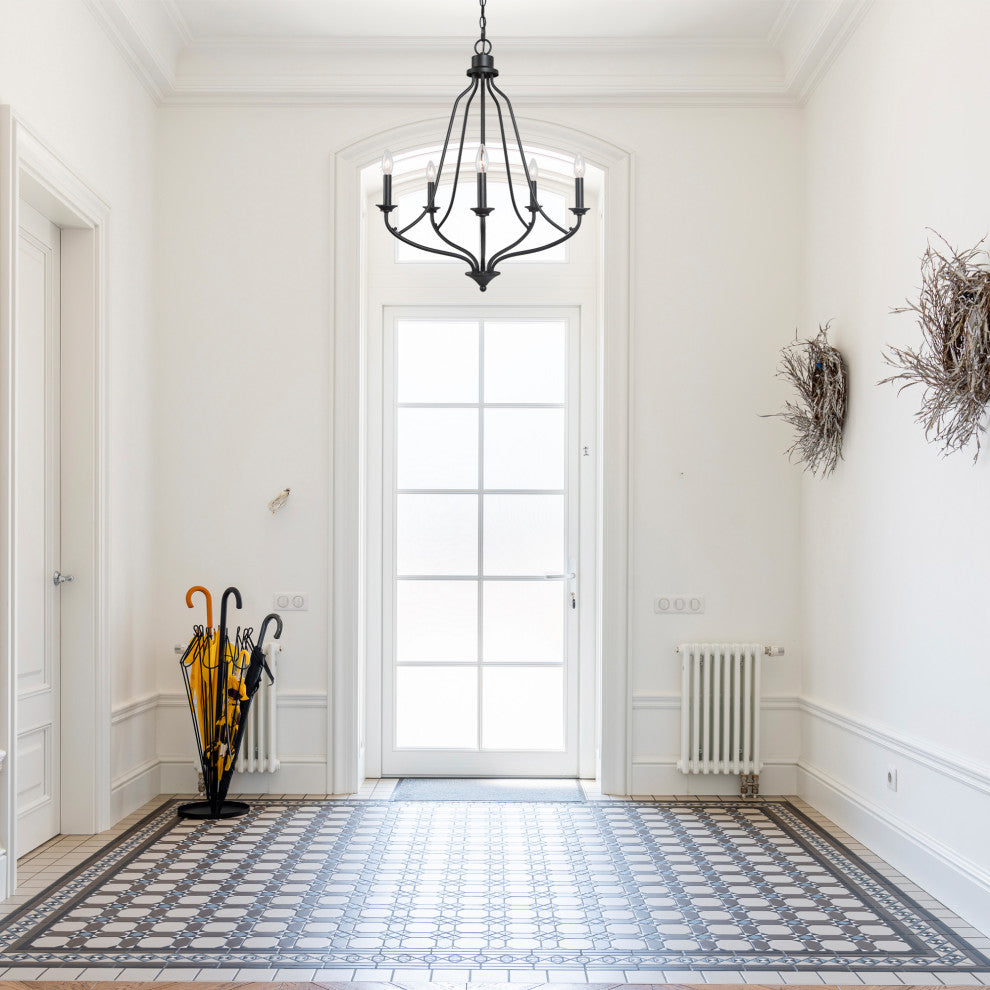 Modern 5-Light Matte Black Traditional Chandelier for Foyer