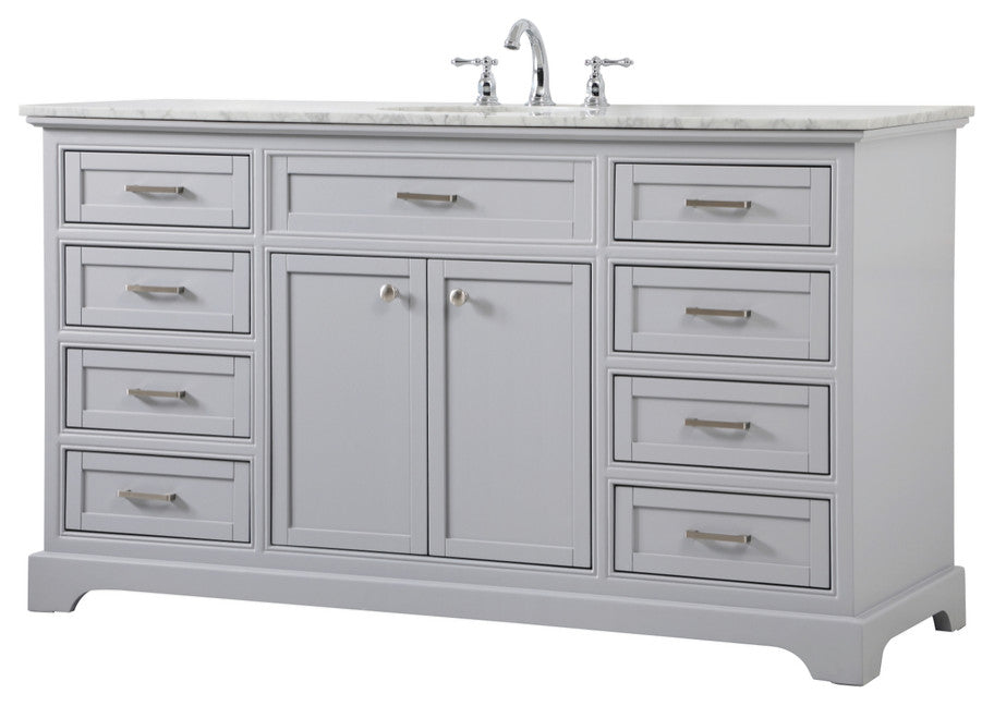 Amber Single Bathroom Vanity, Blue, Grey, 60"