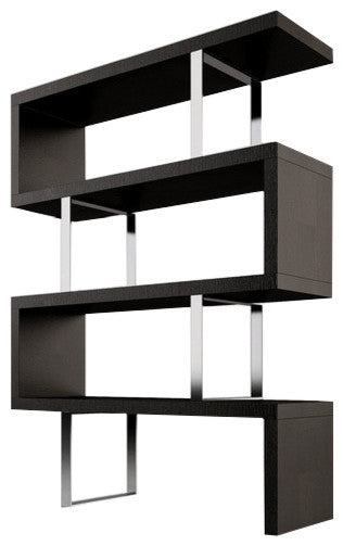 Oak Veneer Display Shelf, Black Lacquer