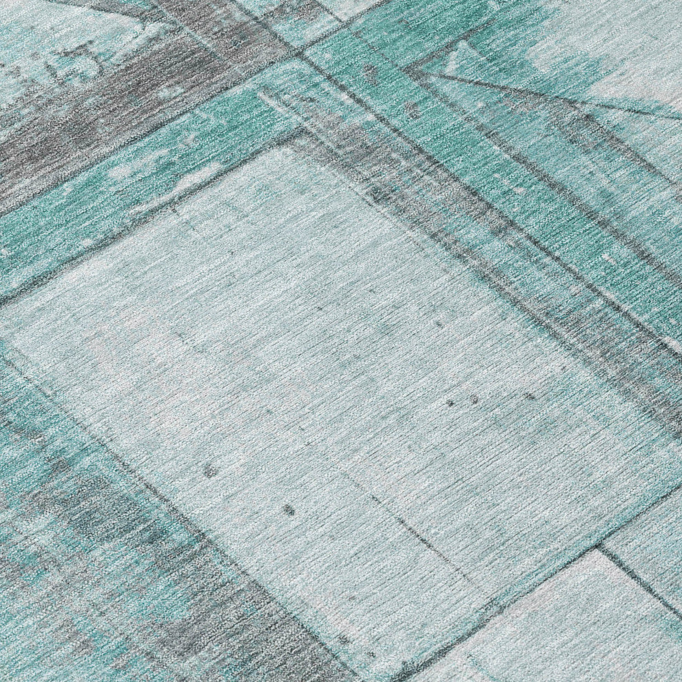 Machine Washable Indoor/Outdoor Chantille ACN1875 Teal 3' x 5' Rug
