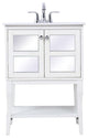 Elegant VF2100MR 24" Single Bathroom Mirrored Vanity Set, White