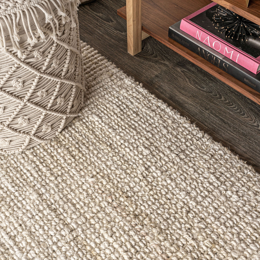 Hiro Hand Woven Chunky Jute Ivory 4' x 6' Area Rug