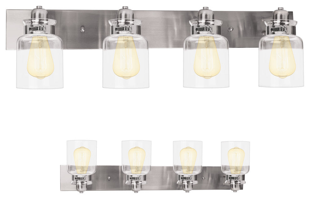 Nuk3y Vintage Bathroom Vanity Light Fixture (4 Light), Satin Nickel