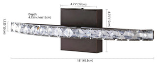 Alyson 18" 1-Light Iron/Acrylic Integrated Vanity Light, Oil Rubbed Bronze/Clear