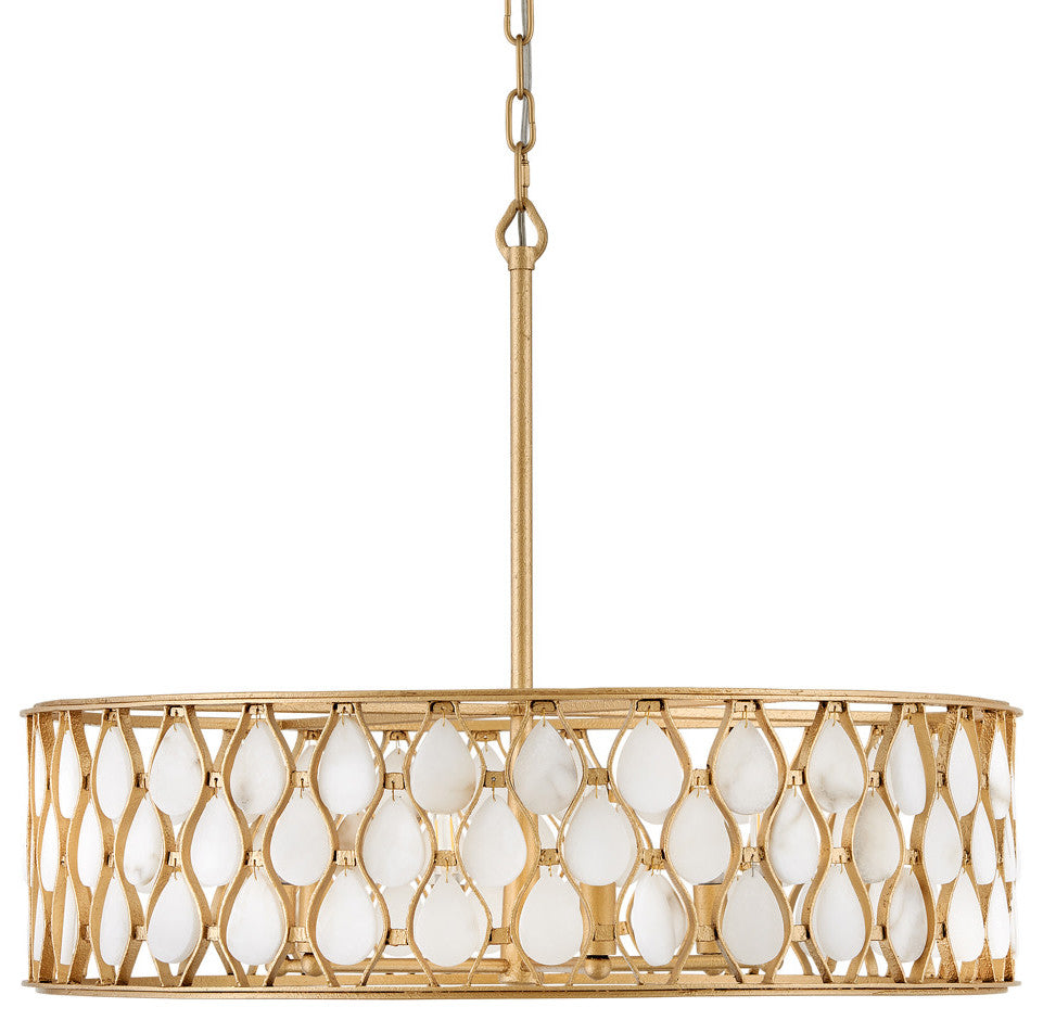 Fredrick Ramond FR41505 Estie 6 Light 28"W Drum Chandelier - Piastra Gold