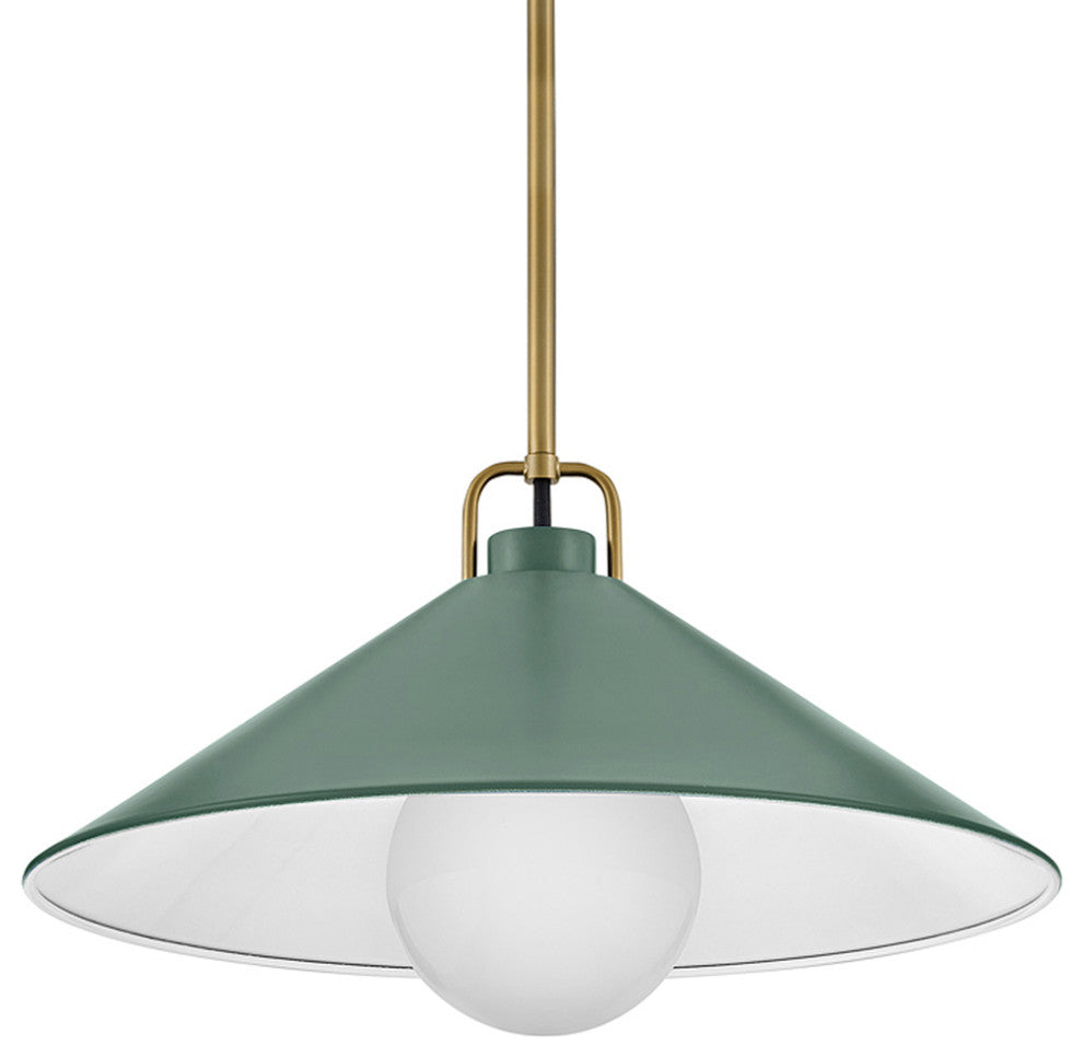 Lark Milo 16" Pendant Light, Lacquered Brass + Sage Green shade