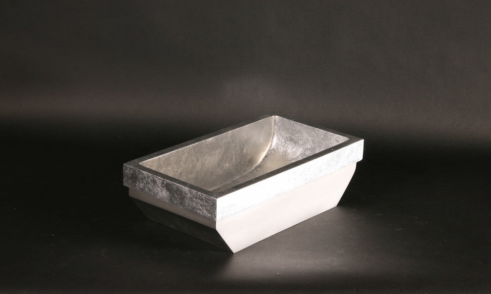 Kosta Luxe Glass Sink, Silver Leaf