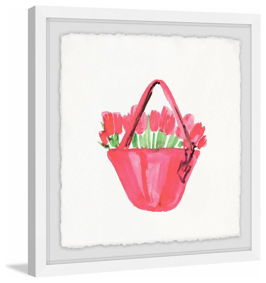"Pink Rose Bag" Framed Painting Print, 24"x24"