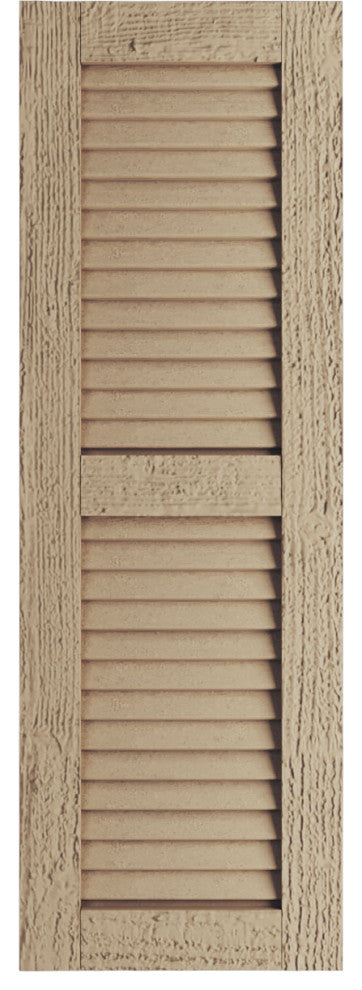 Rustic 2 Equal Louver Faux Wood Shutters, Per Pair, Rough Sawn, 12x50"