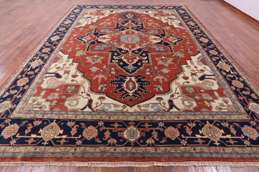 11' 11" X 14' 10" Heriz Serapi Hand Knotted Wool Rug - Q16019