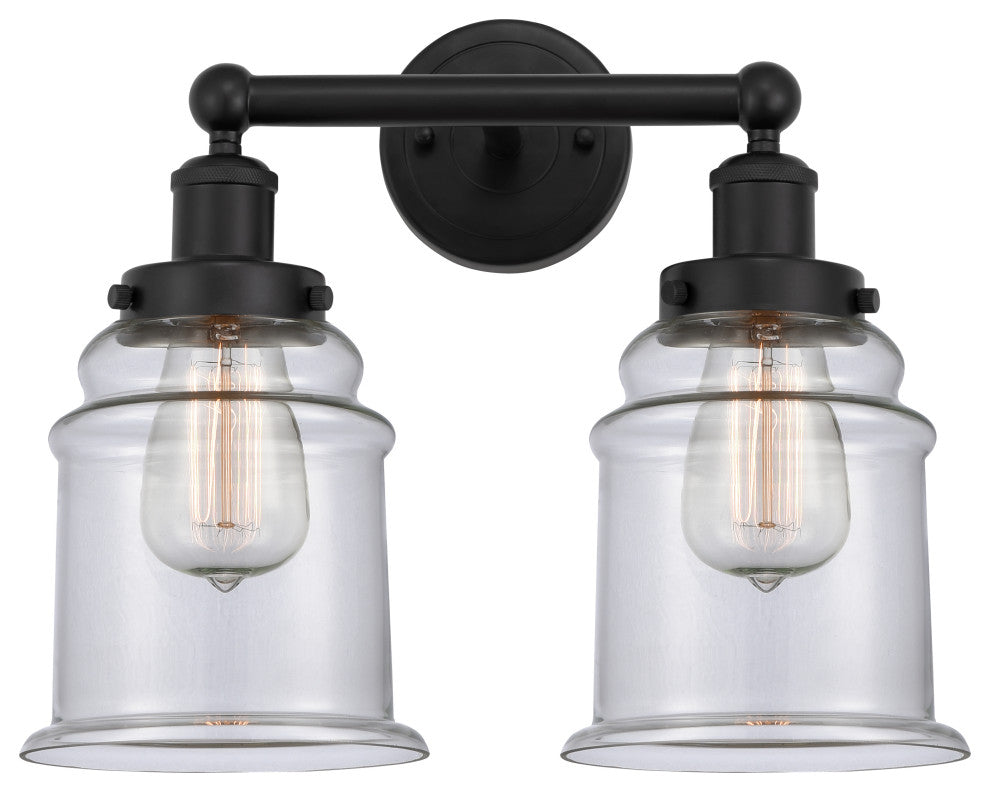Innovations 616-2W-BK-G182 Canton 2 Light Bath Vanity Light, Matte Black