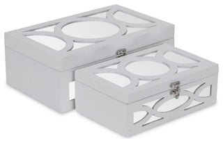 Mirrored Bubbly Champagne Boxes, Set of 2, Champagne, White