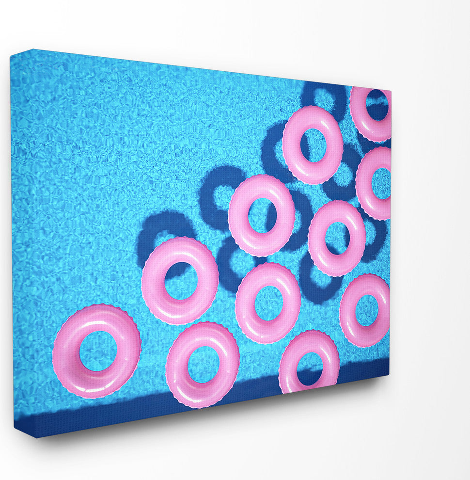 Aerial View Pink Pool Floats, Canvas, 24"x30"