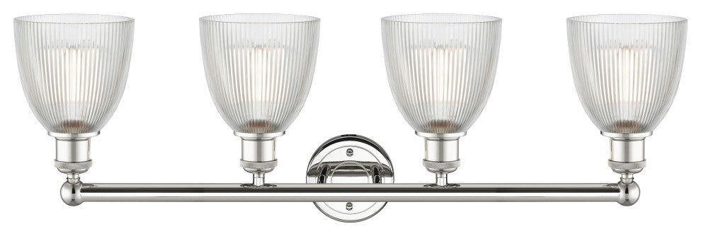 Castile 4-Light 33" Bath Vanity Light, Polished Nickel Finish, Clear Shade