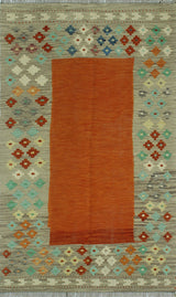 Sangat Kilim Gianni Rust/Gray Rug, 3'9x6'4