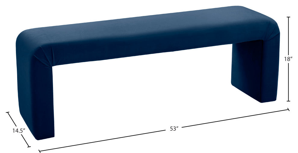 Minimalist Velvet Upholstered Bench, Navy