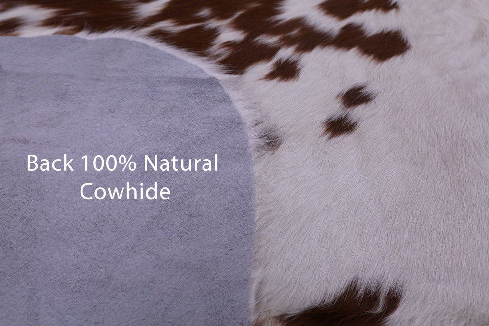 6' 9" X 5' 5" Brown and White Natural Cowhide Rug C1520