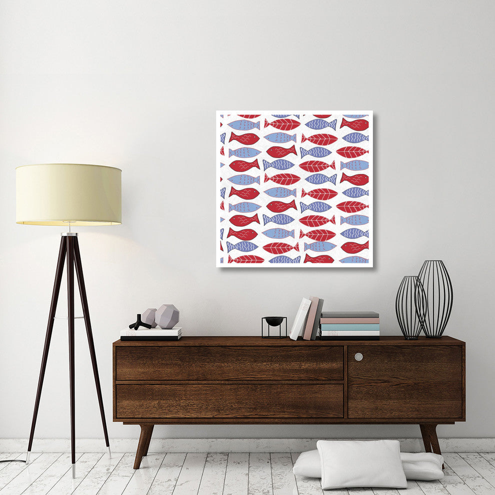 "Coastal Birds Pattern I" Digital Paper Print by Farida Zaman, 38"x38"