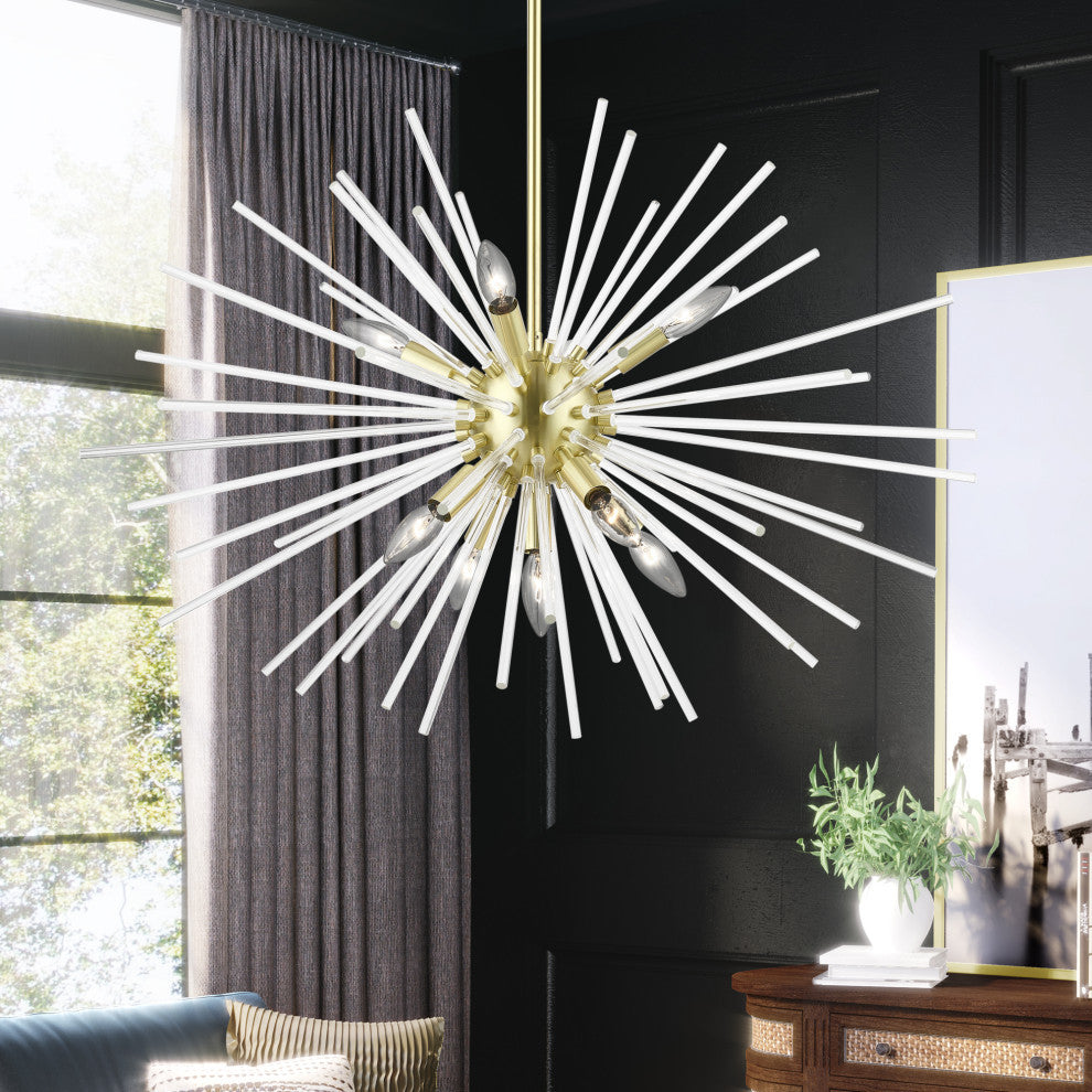 Utopia 9 Light Satin Brass Large Pendant Chandelier