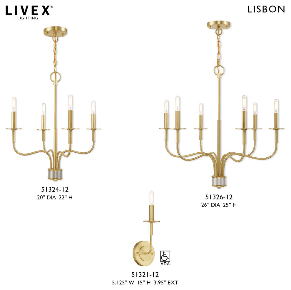 Livex Lighting Satin Brass 6-Light Chandelier