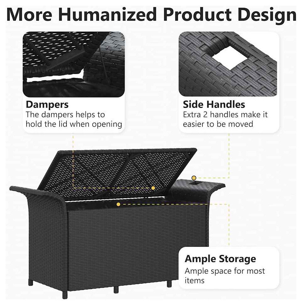 vidaXL Patio Storage Bench with Cushion, Ottoman Bench, 45.7-Inches Long, Black