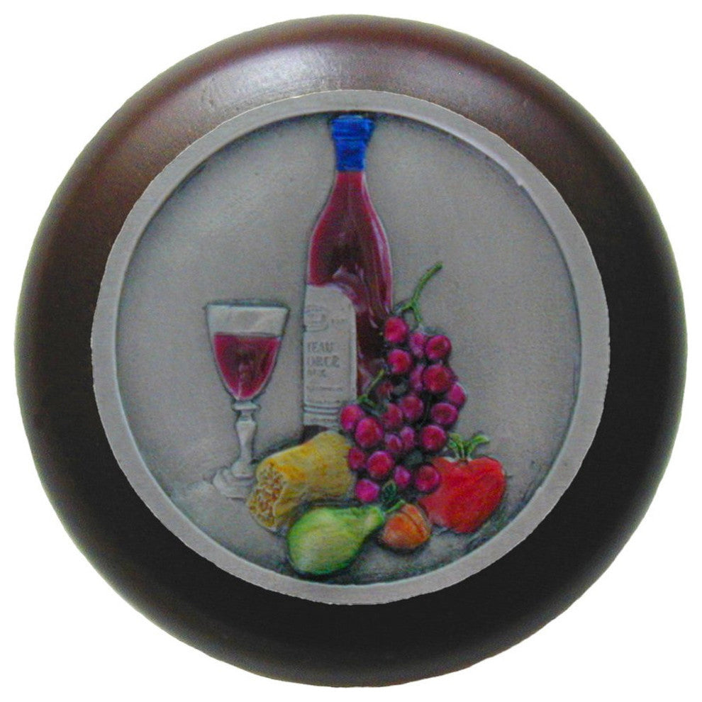 Best Cellar Walnut Wood Knob, Hand-Tinted Pewter