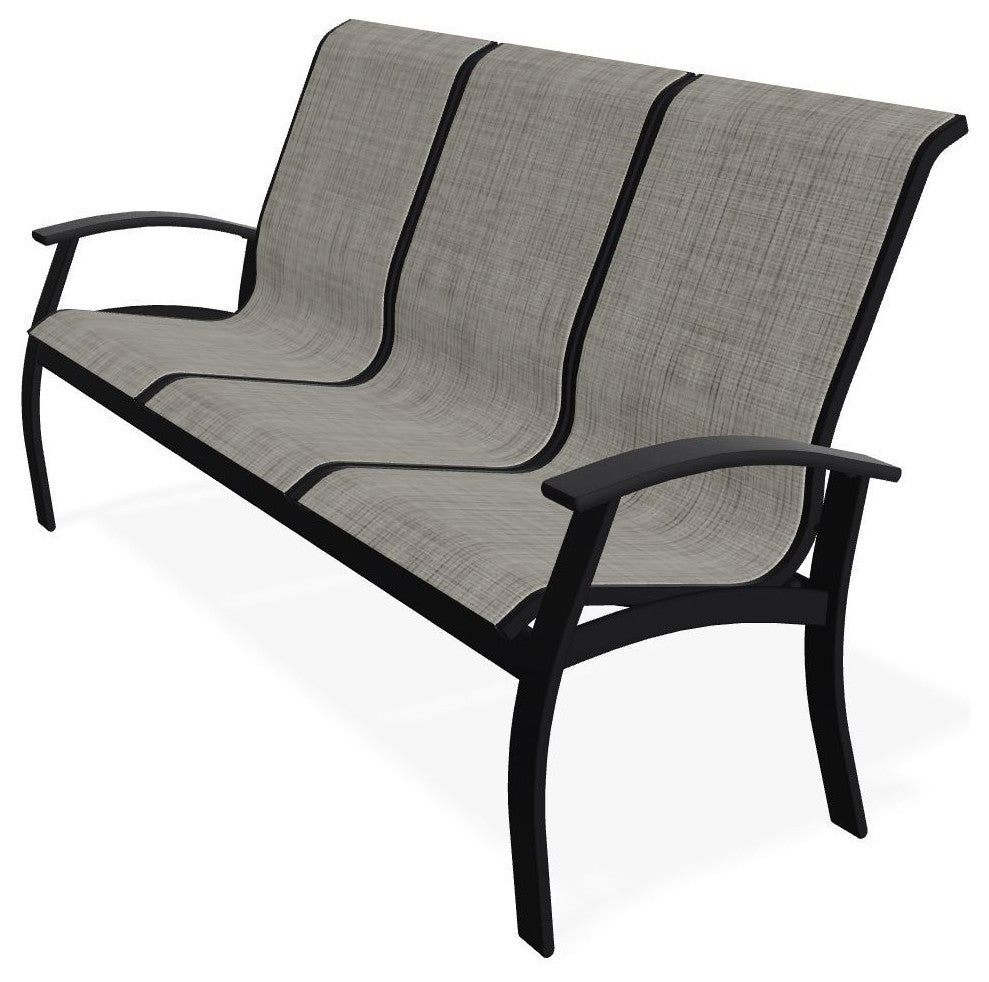 Belle Isle Sling 3-Seat Outdoor Sofa, Smoke/Black