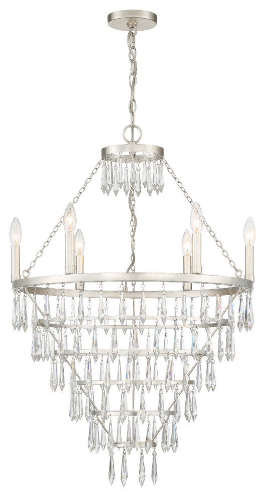 Lucille 6 Light Chandelier in Antique Silver with Clear Hand Cut