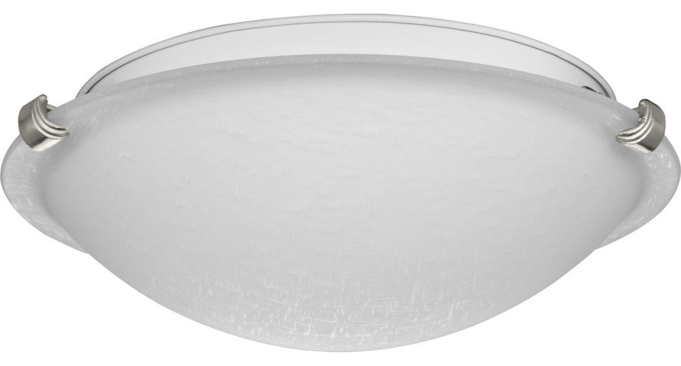 Linen Dome Collection 12-1/4, 2-Light Brushed Nickel Etched Linen Flush Light