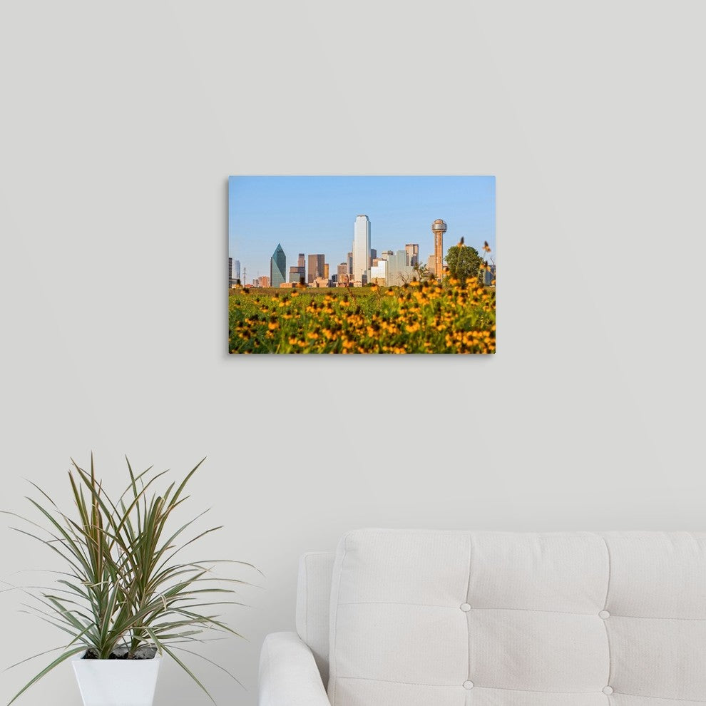 "Dallas Texas City Skyline" Wrapped Canvas Art Print, 18"x12"x1.5"