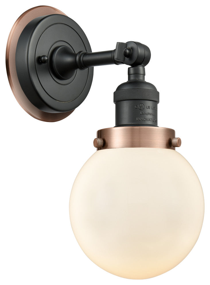 INNOVATIONS LIGHTING 203BK-BPAC-HRAC-G201-6 Beacon 1 Light 6 inch Sconce