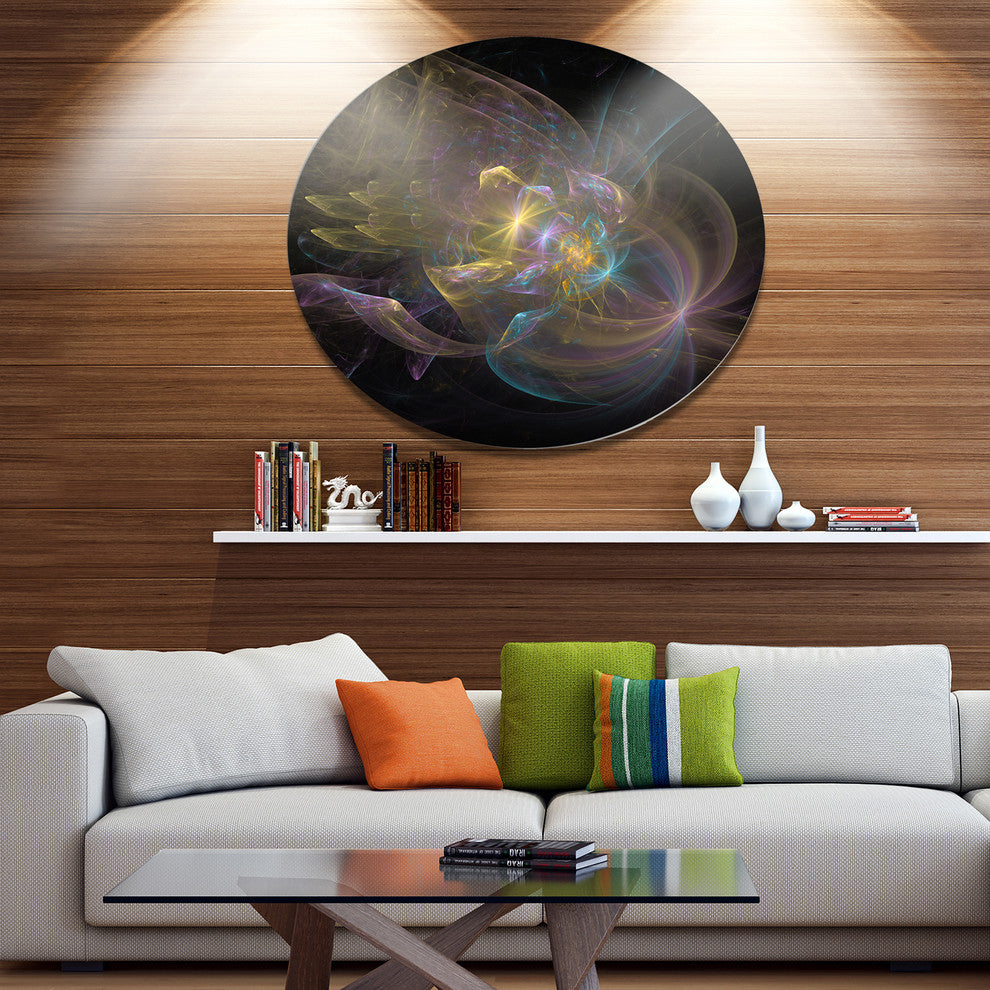 Fractal Background Bright Glare, Abstract Round Wall Art, 11"