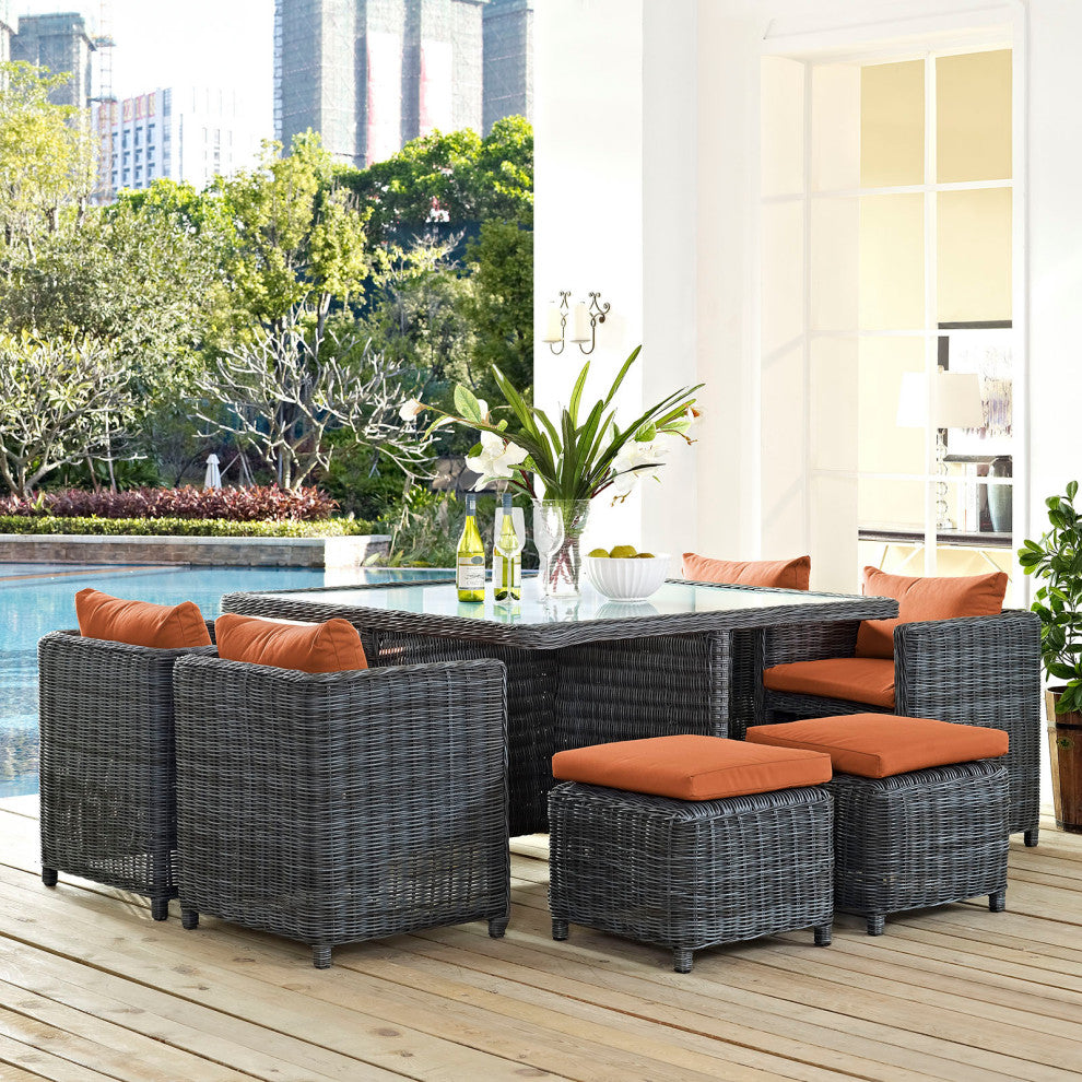 Canvas Tuscan Summon 9-Piece Outdoor Patio Sunbrella Dining Set