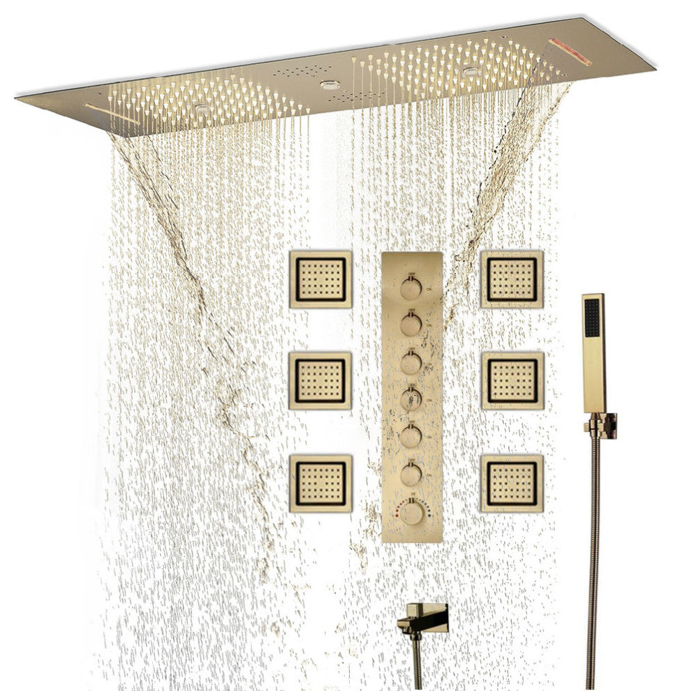 Led Column Mist Shower System, Hand Shower, Style E, Remote Control Light