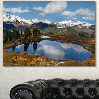 Lake with Pine Trees Reflecting Sky, Landscape Canvas Art Print, 40"x30"
