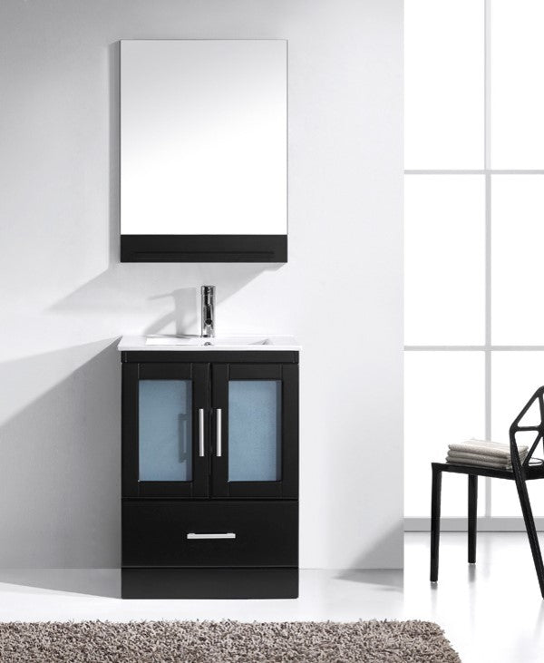 Zola 24" Single Bathroom Vanity Set, Espresso, White Ceramic Countertop