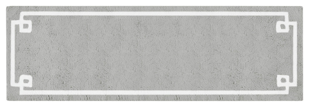 Madison Park Evan High Pile Bordered Bathroom Rug, Blue, Grey, Runner