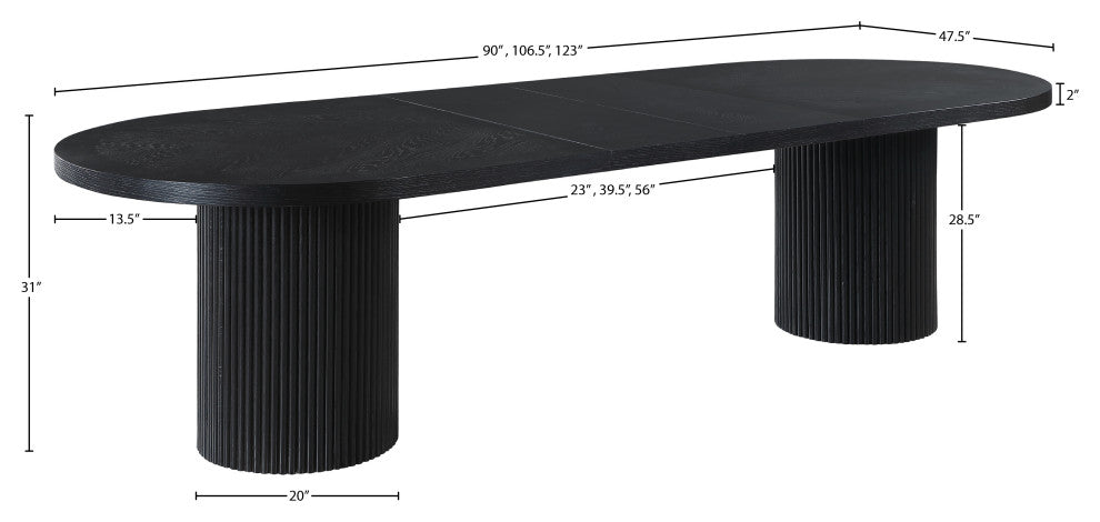 Belinda Oak Wood Dining Table, Black