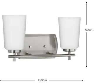 Adley Collection Two-Light Brushed Nickel Etched Opal Glass Bath Vanity Light