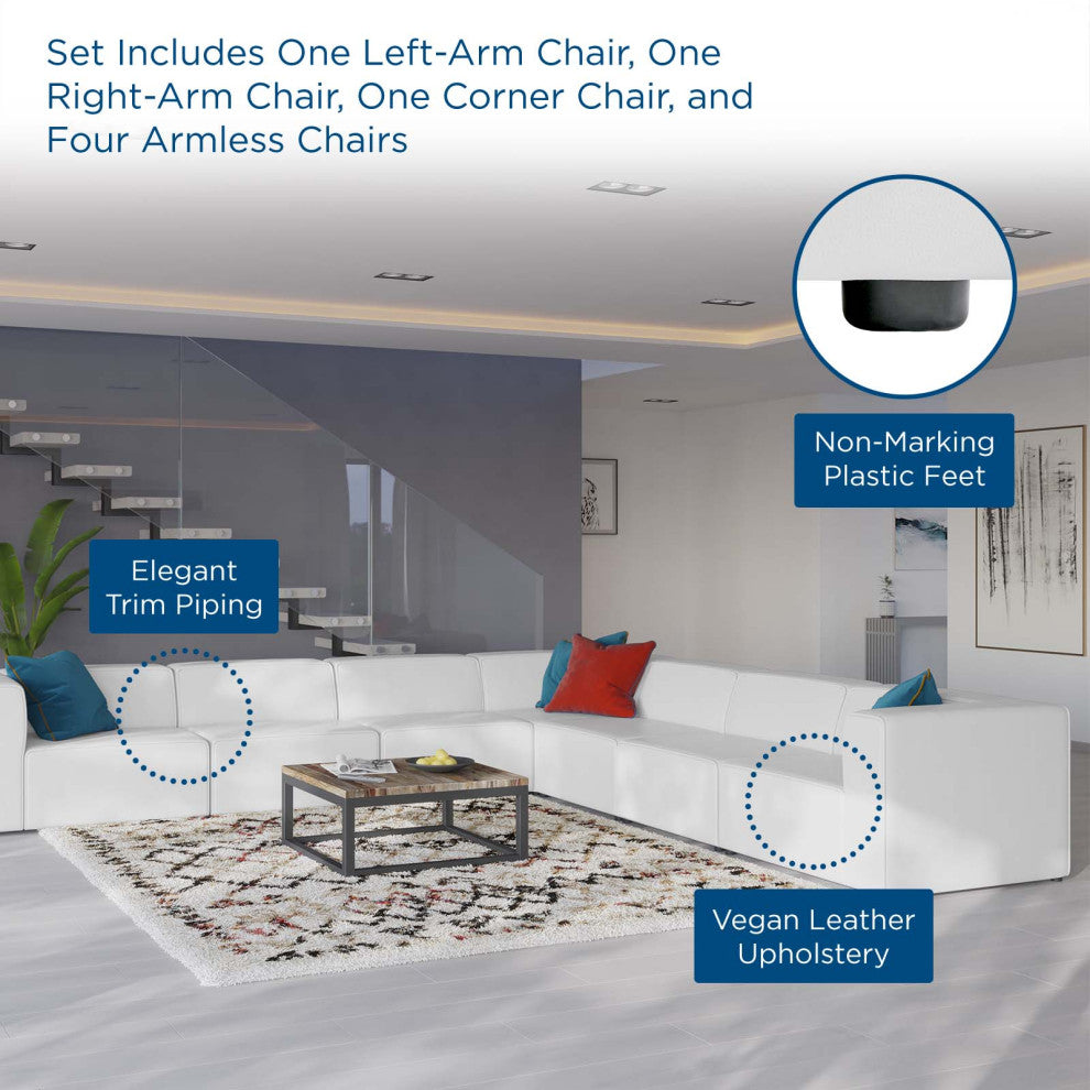 Sectional Sofa Set, Faux Vegan Leather, White, Modern, Living Lounge Hospitality