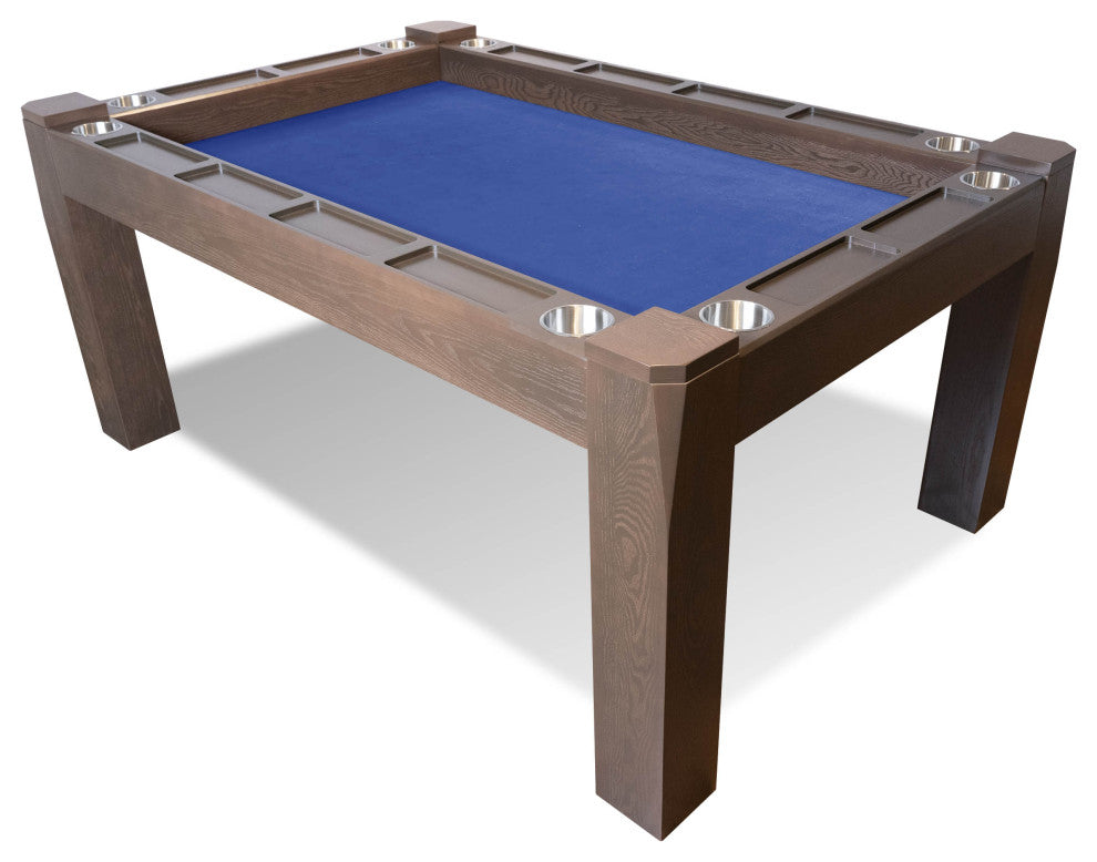 Origins American Walnut Game Table, 8 Players, Blue Dgs