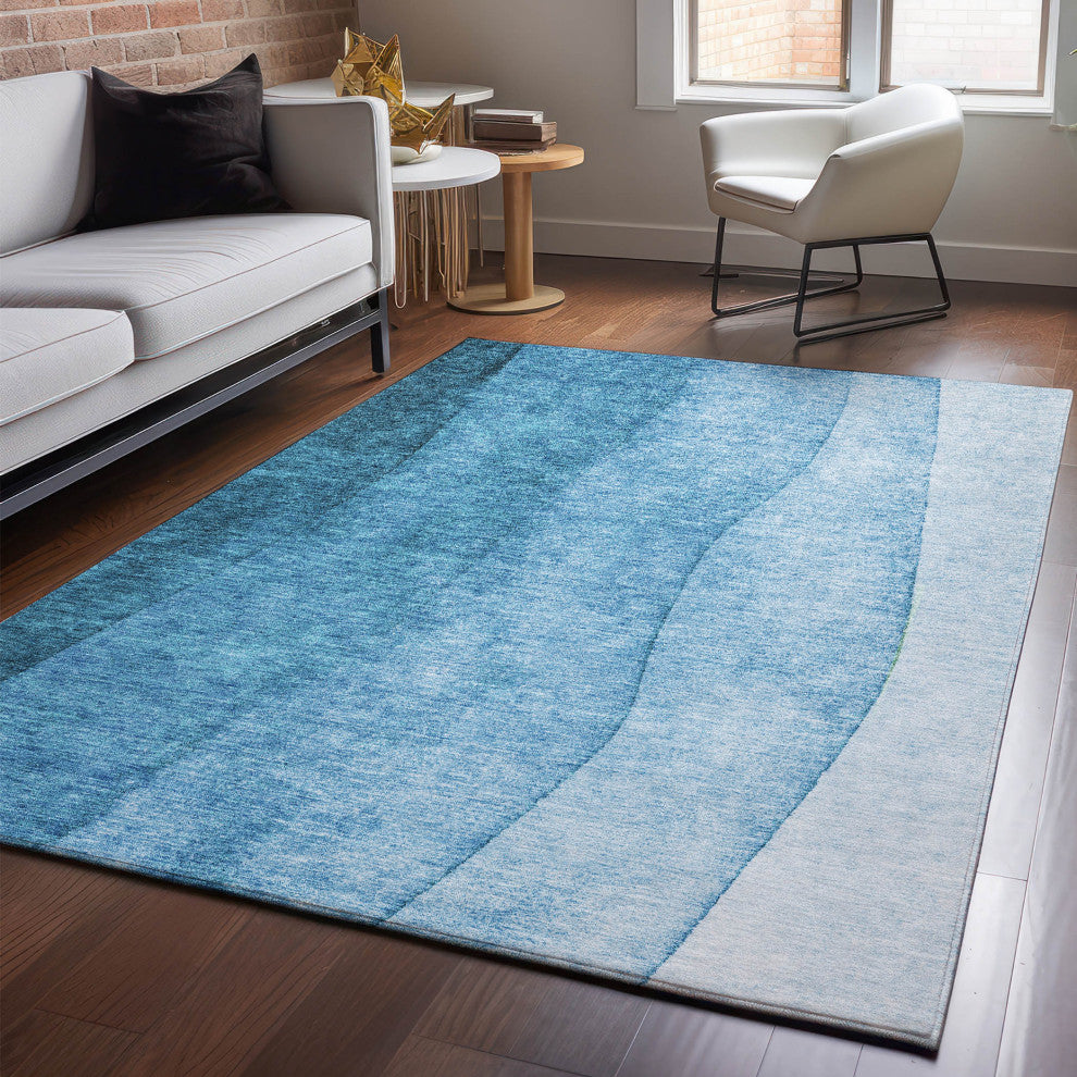 Premium Machine Washable Mayfield AMF625 Teal 9' x 12' Rug