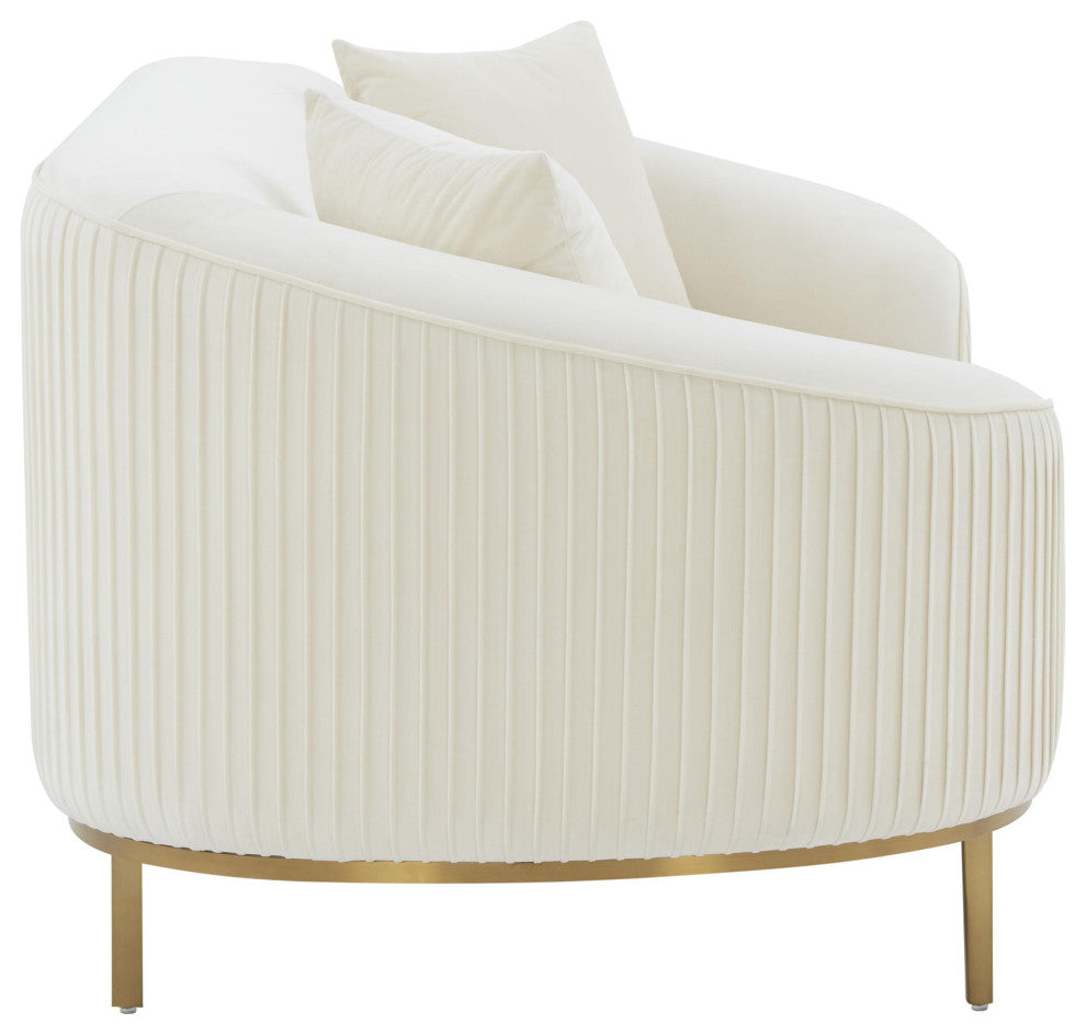 Michelle Cream Velvet Pleated Loveseat