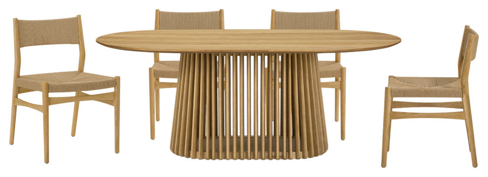 Pasadena Erie 5-Piece Oval Dining Set, Natural Oak Finish With Chairs