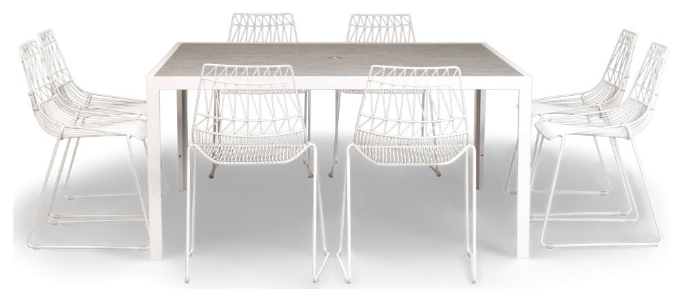 Ace 9 Piece Square Dining Set, Matte White