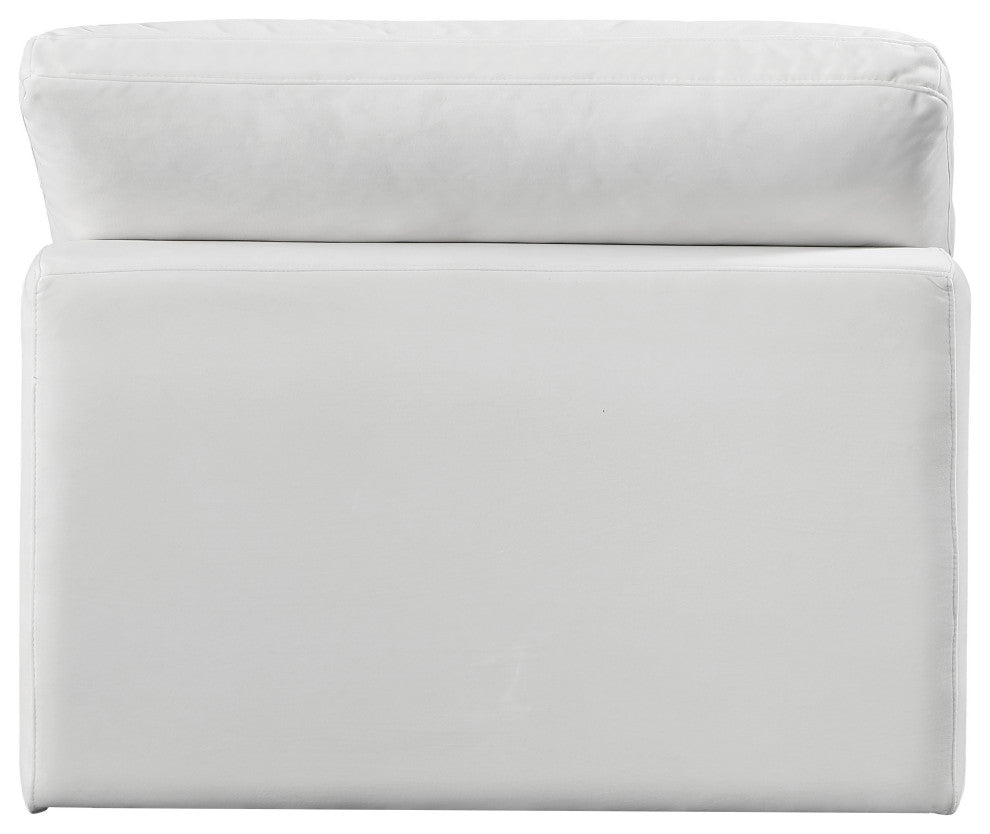 Comfy Beige Linen Textured Fabric Modular Chair, Cream, Velvet, Armless Chair