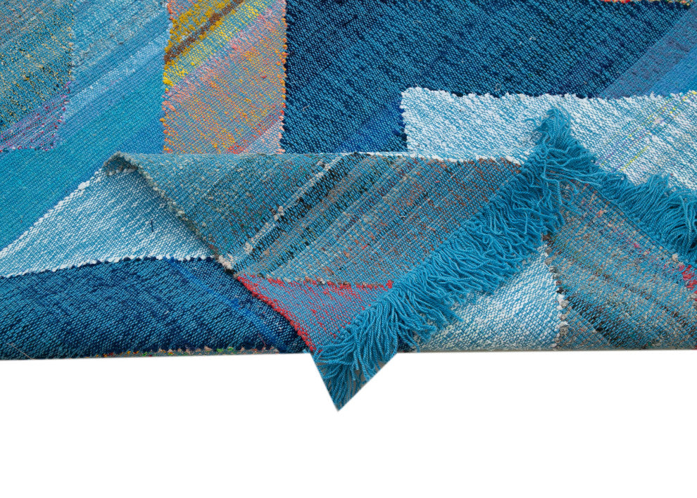 Rug N Carpet - Handmade Turkish 8' 5'' x 13' 0'' Modern Design Wool Kilim Rug