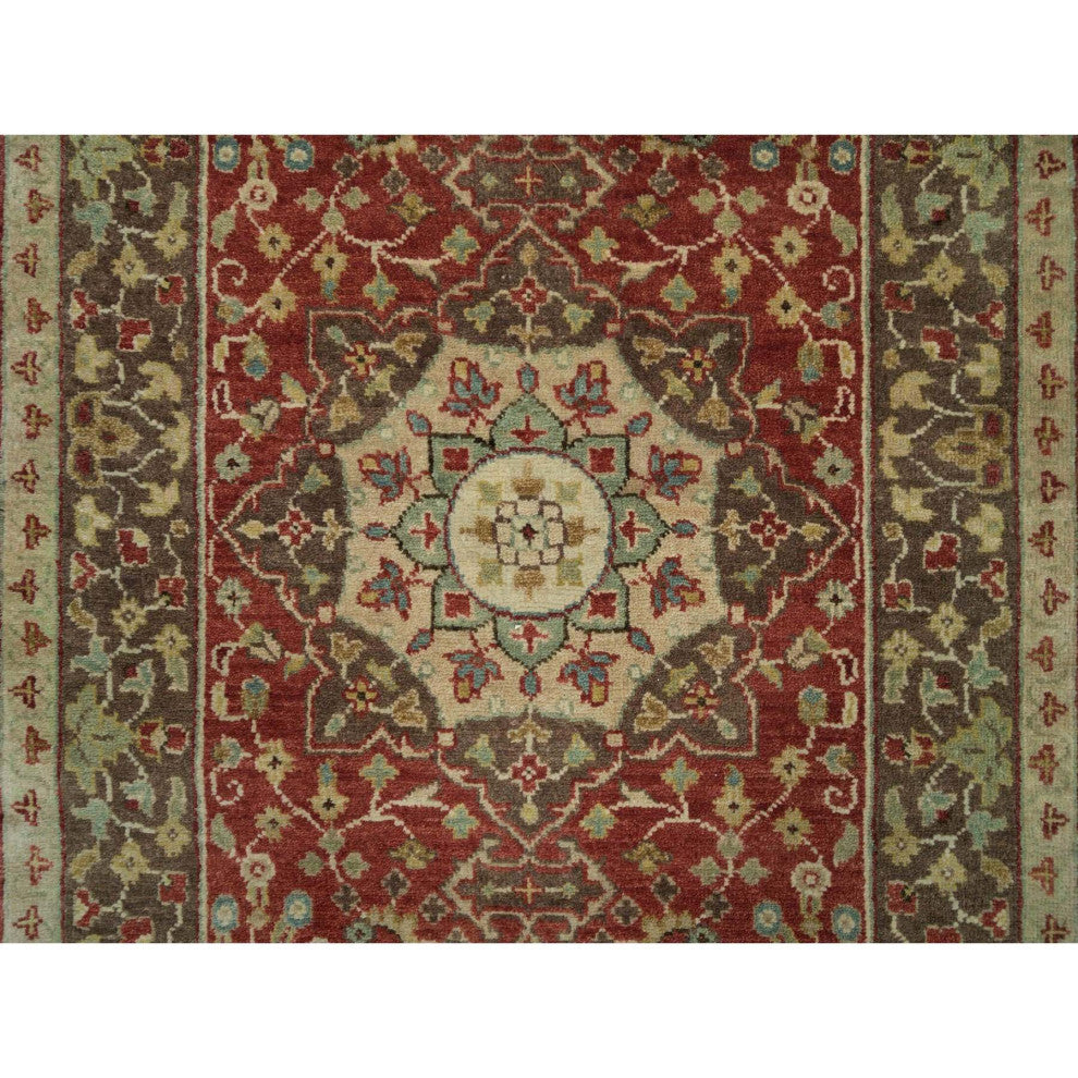Turkey Red Antiqued Haji Jalili Design Hand Knotted Wool XL Runner Rug 2'8"x16'