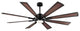 72" Reversible 8-Blade LED Ceiling Fan With Remote and Light, Black/Walnut