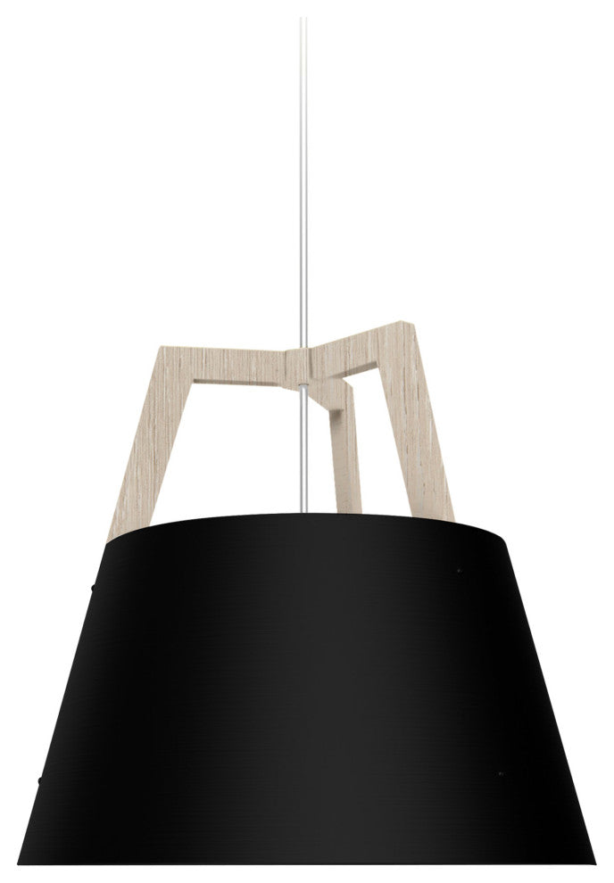 Imber 17" Pendant, White Washed Oak, No Diffuser, Rigid, Incandescent